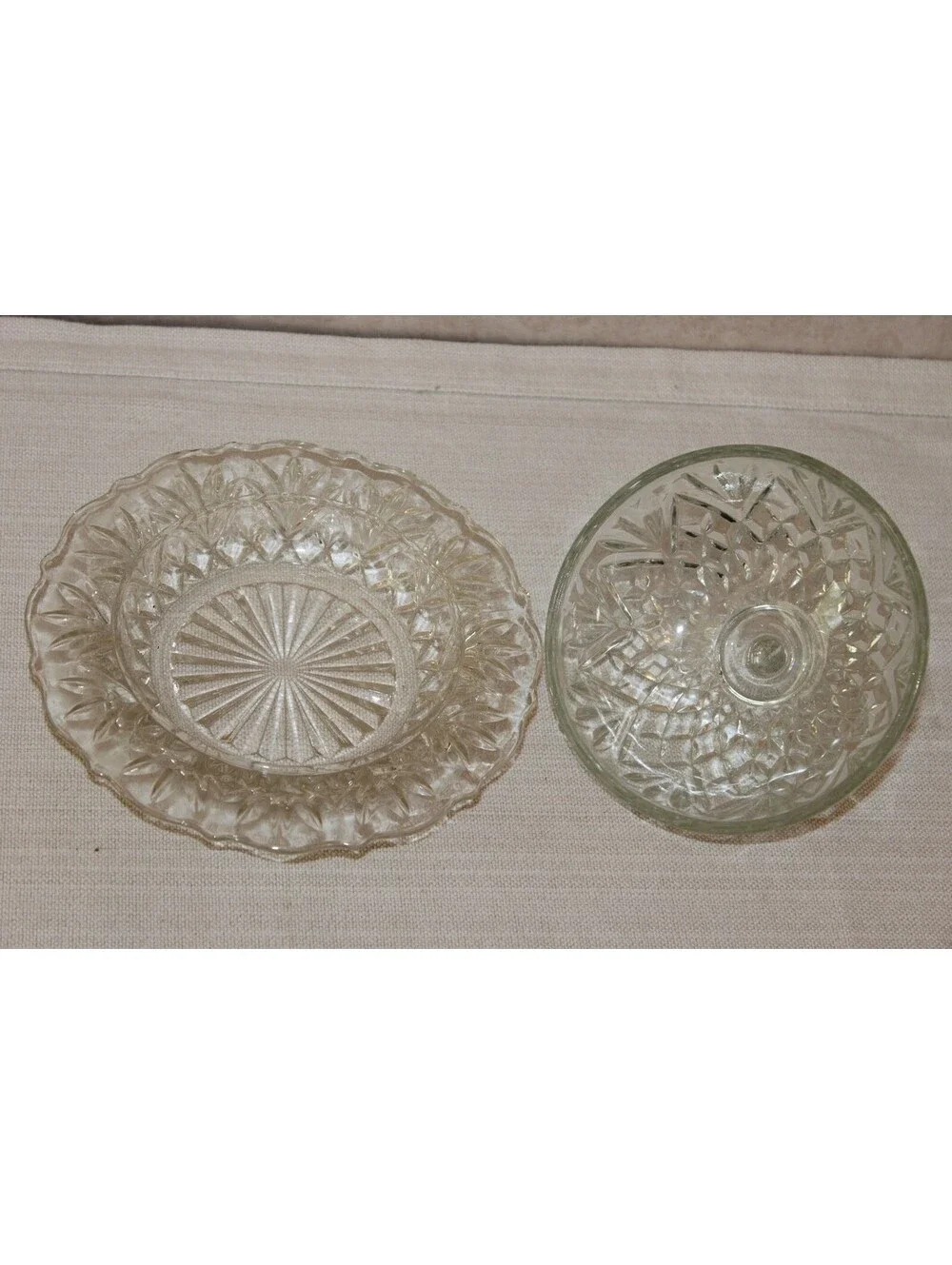 Vintage Anchor Hocking Pineapple Depression Glass Butter Cheese Dish w/ Dome